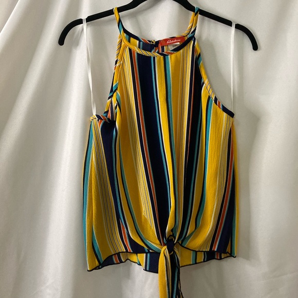 A67.   New Rainbow striped tank w/ tie, medium - Picture 4 of 5